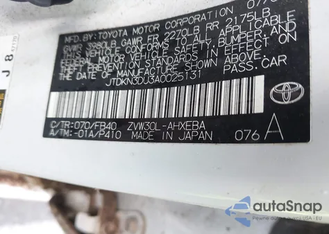 2010 Toyota Prius Ii from USA, damaged, VIN JTDKN3DU3A0025131